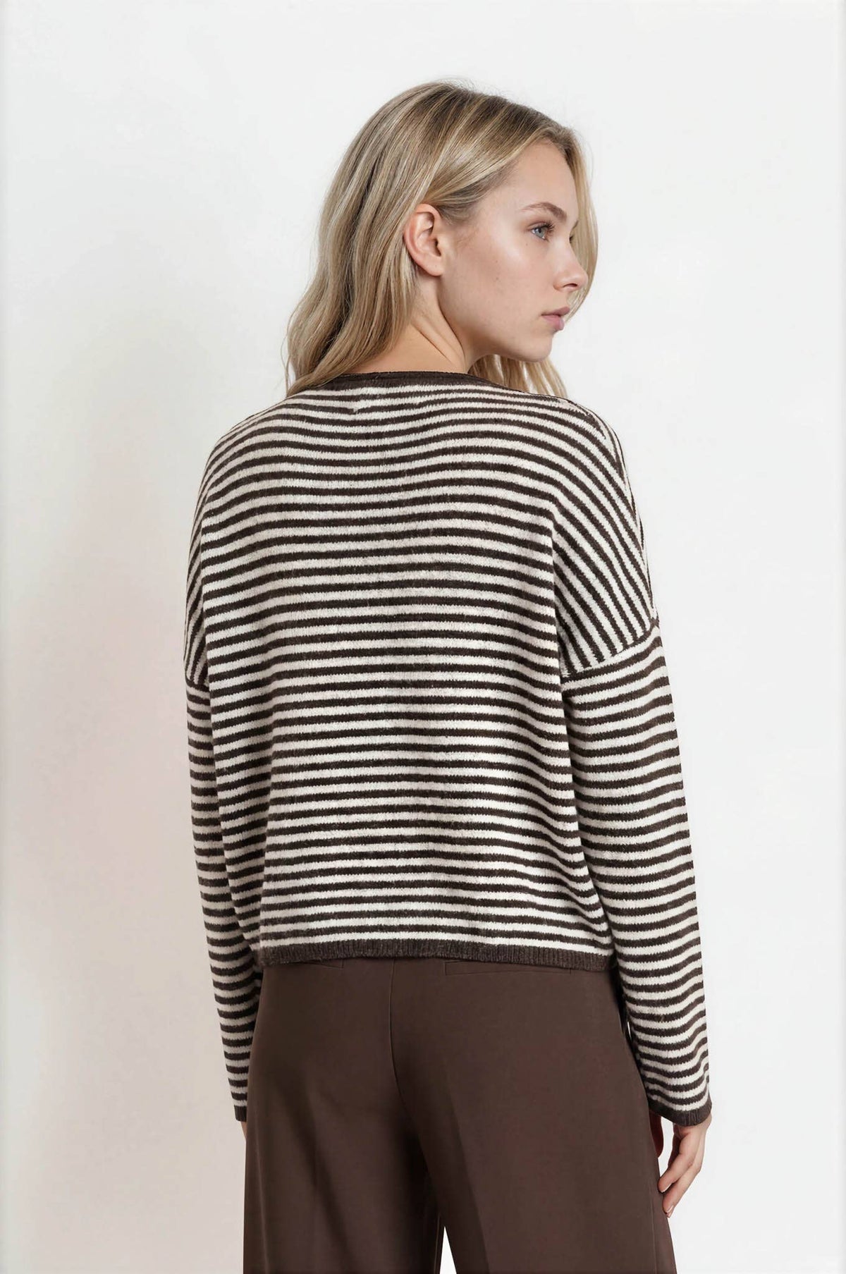 Raw Edge Stripe Knit Cardigan