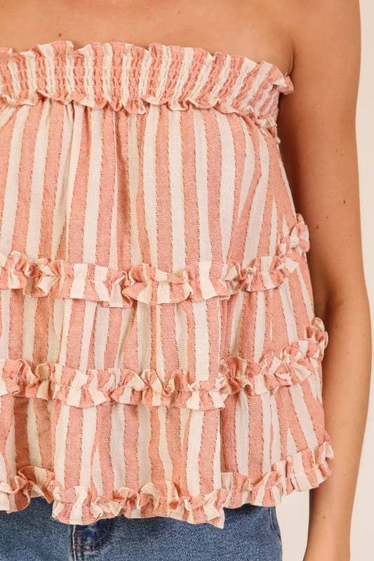 Coral Reef Strapless Ruffle Top
