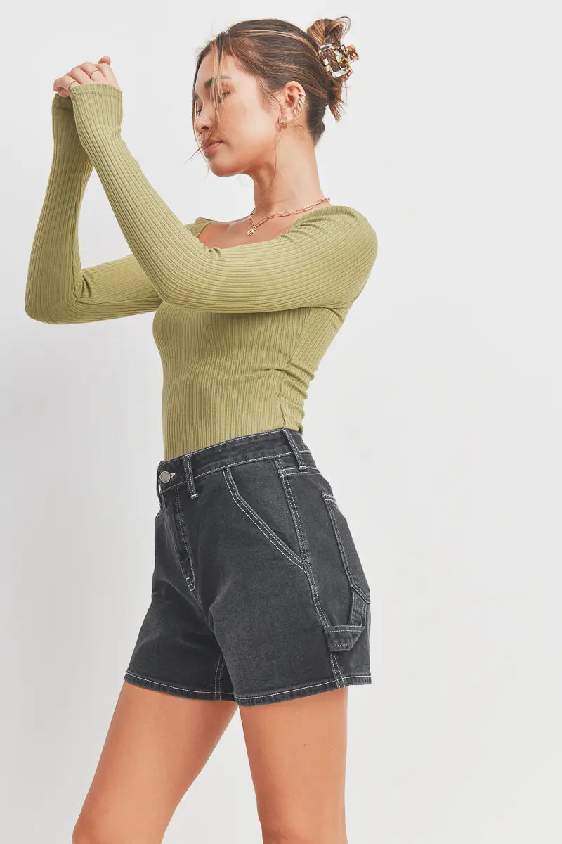 Utility Shorts - Washed Black