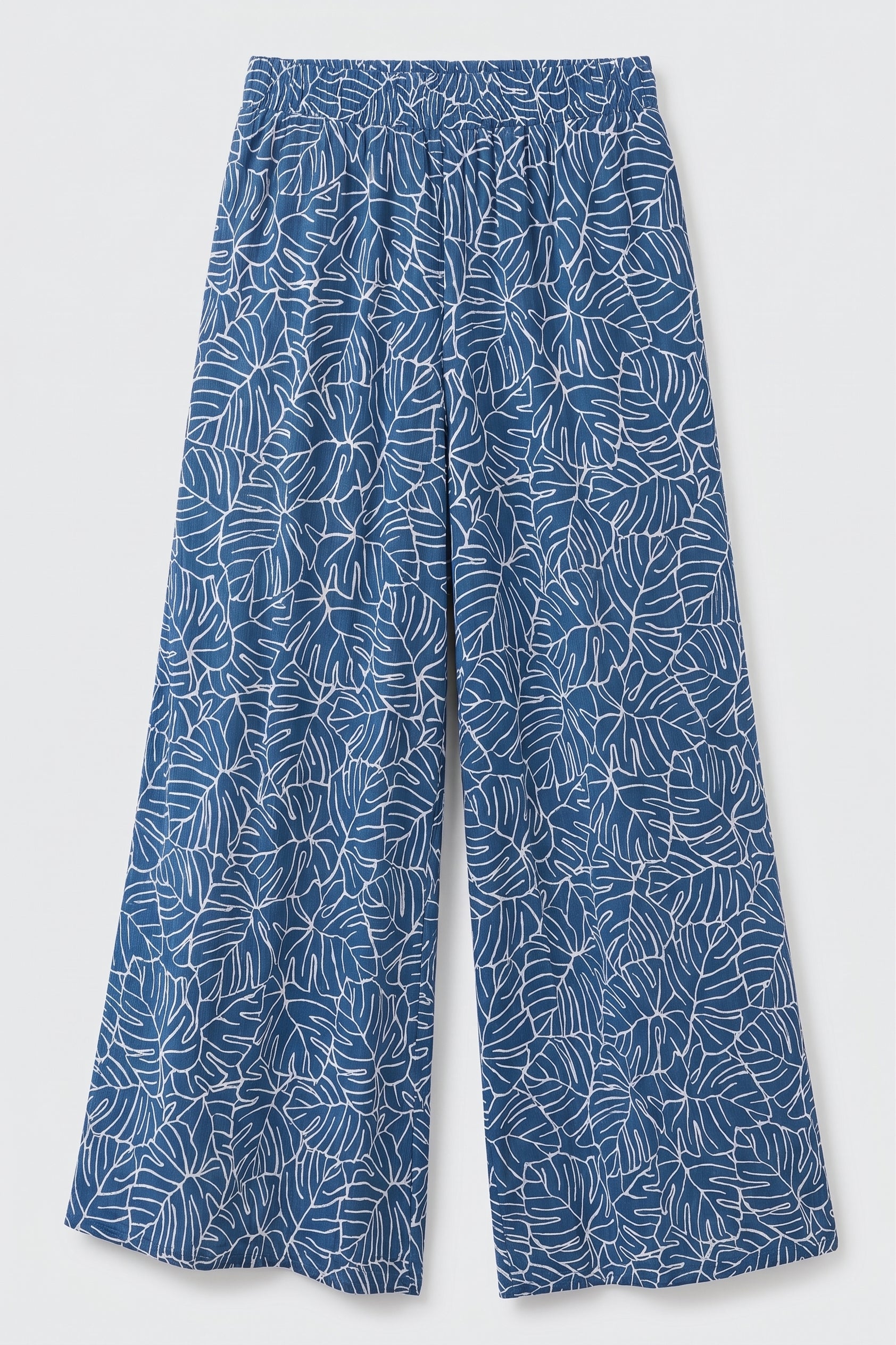 Leaf Print Wide Leg Pants