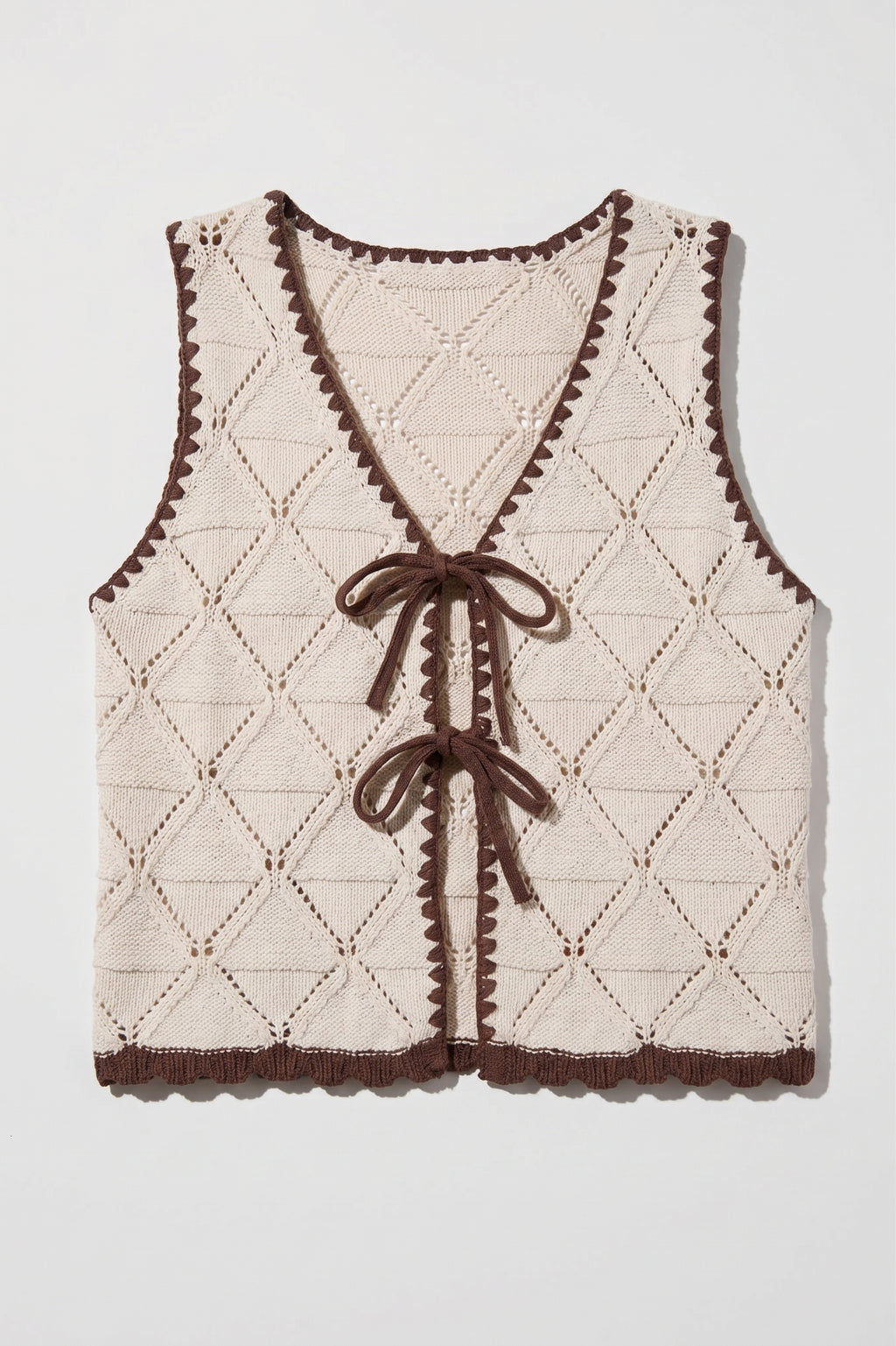 Crochet Knit Front Tie Vest