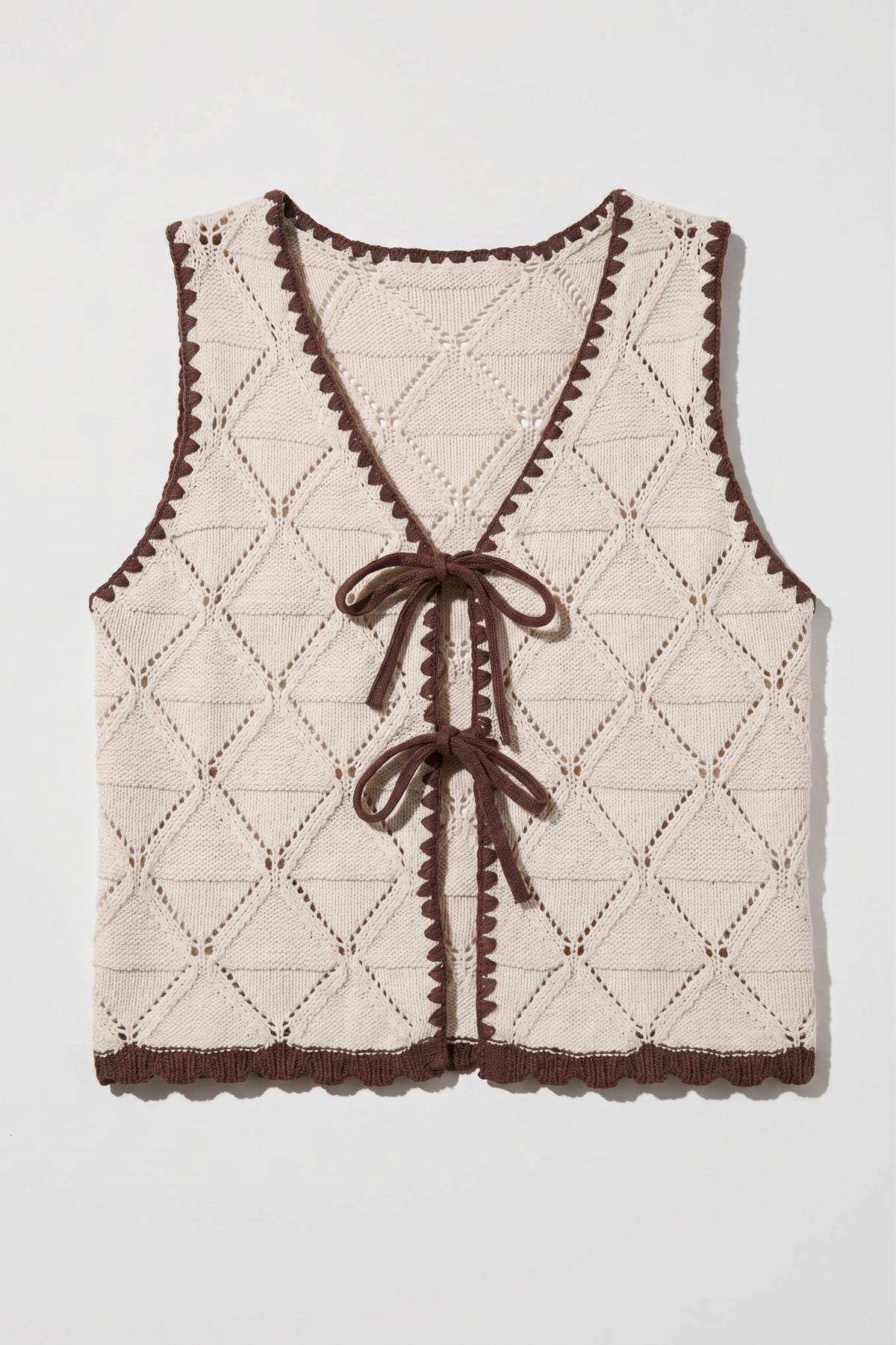 Crochet Knit Front Tie Vest