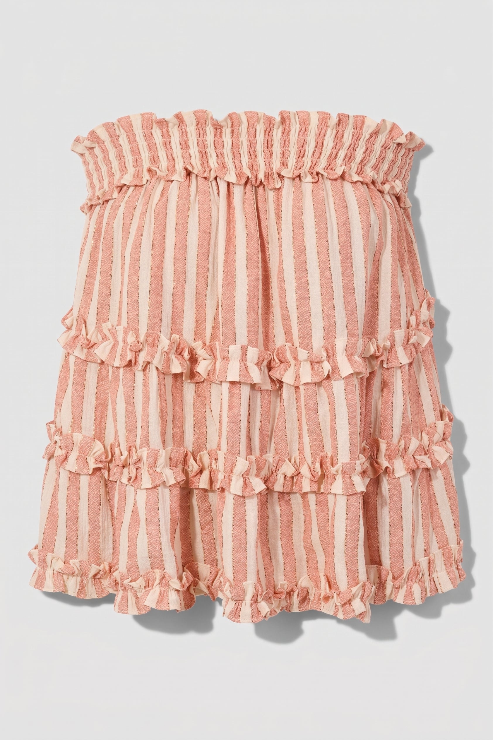 Striped Strapless Ruffle Top