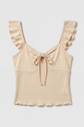 Ruffled Front-Tie Blouse