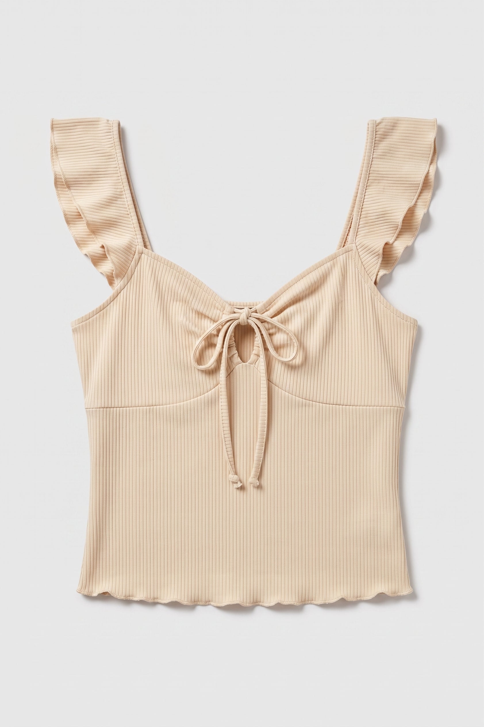 Ruffled Front-Tie Blouse