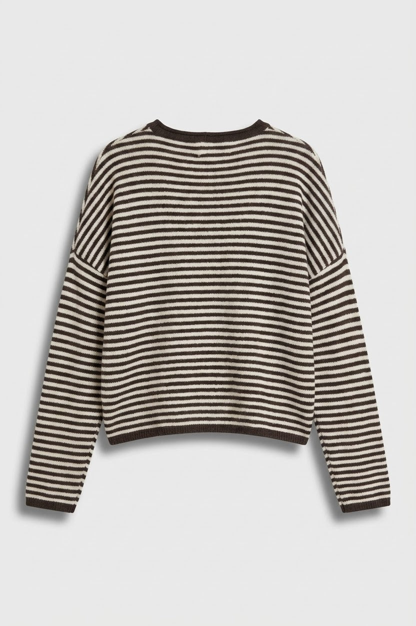 Raw Edge Stripe Knit Cardigan