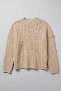 Open Knit Mock Neck Sweater