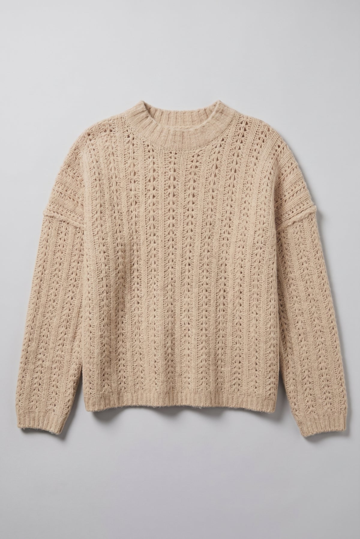 Open Knit Mock Neck Sweater