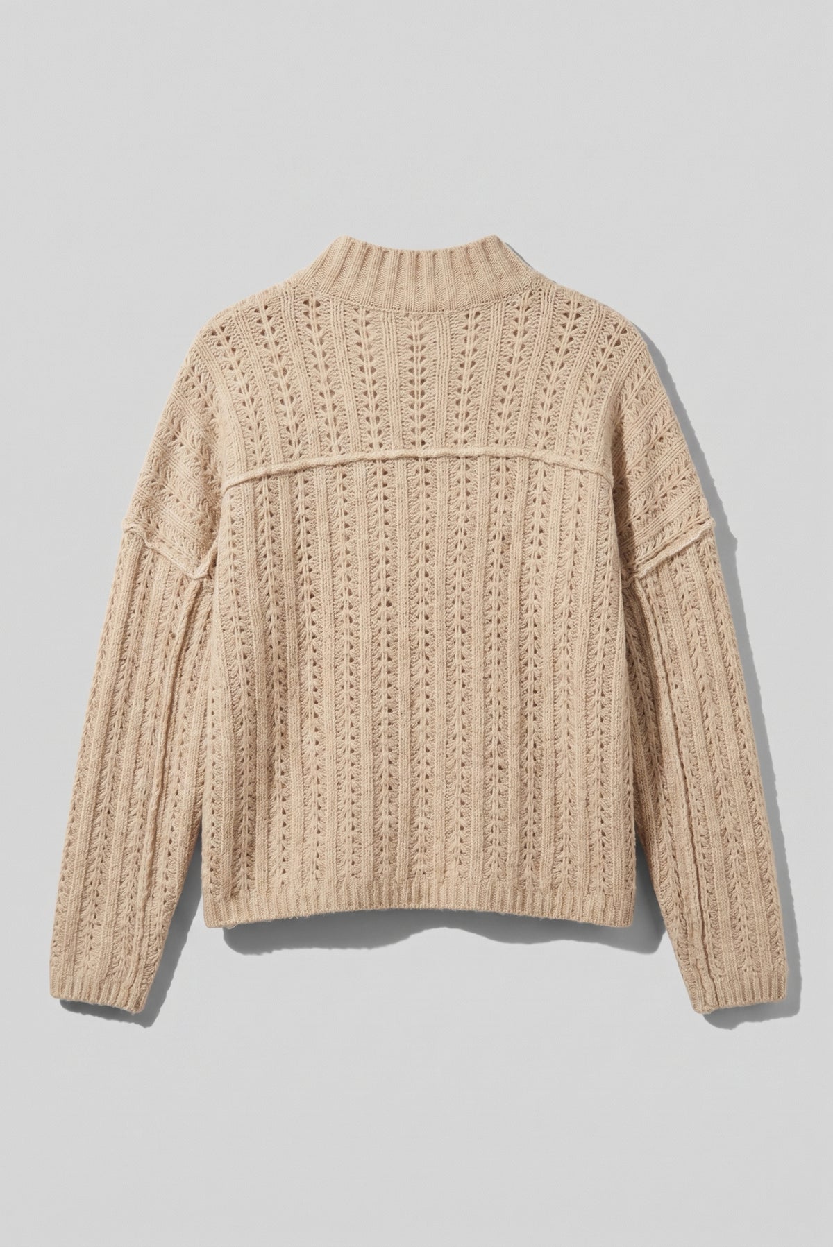 Open Knit Mock Neck Sweater