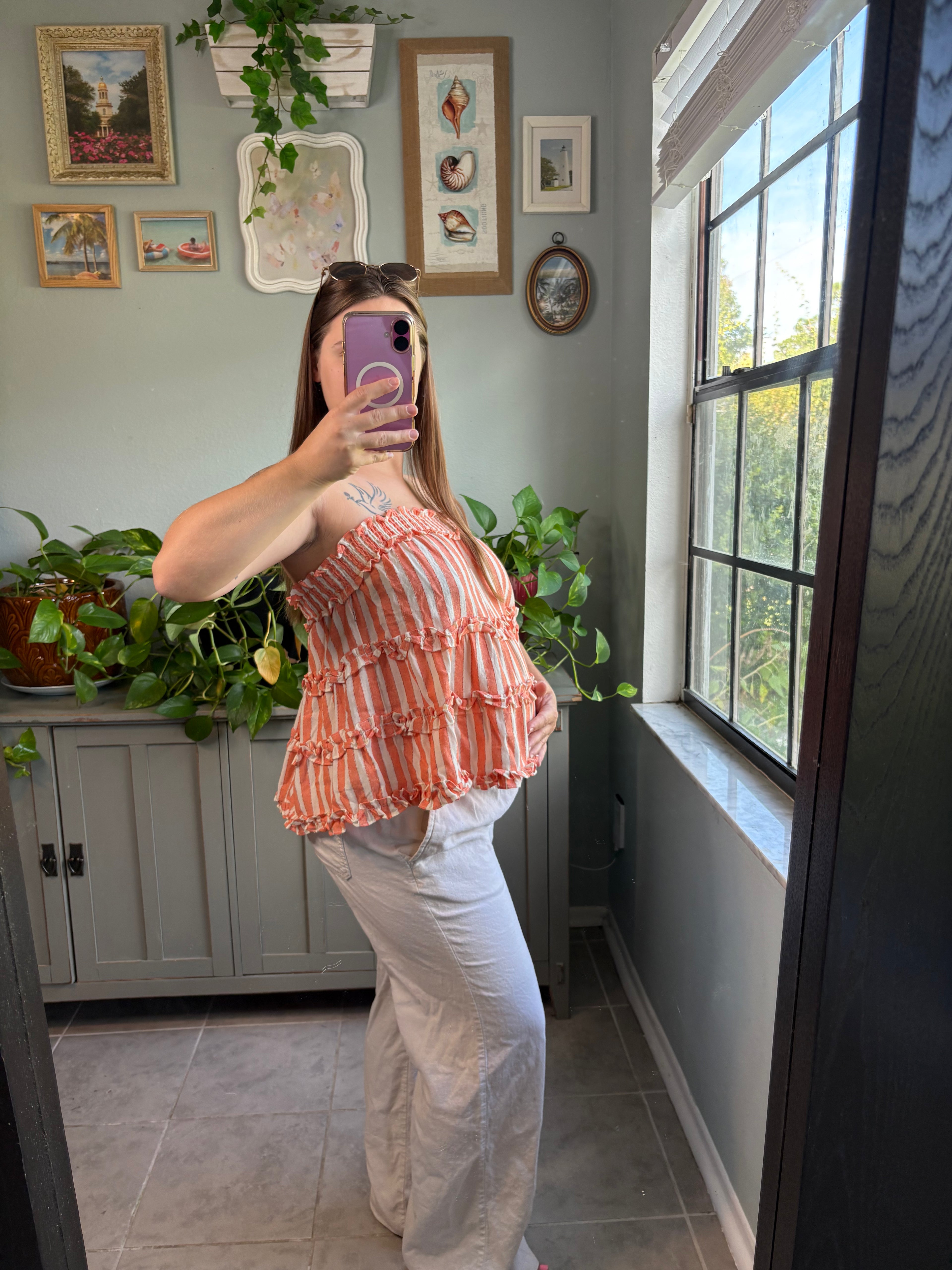 Coral Reef Strapless Ruffle Top