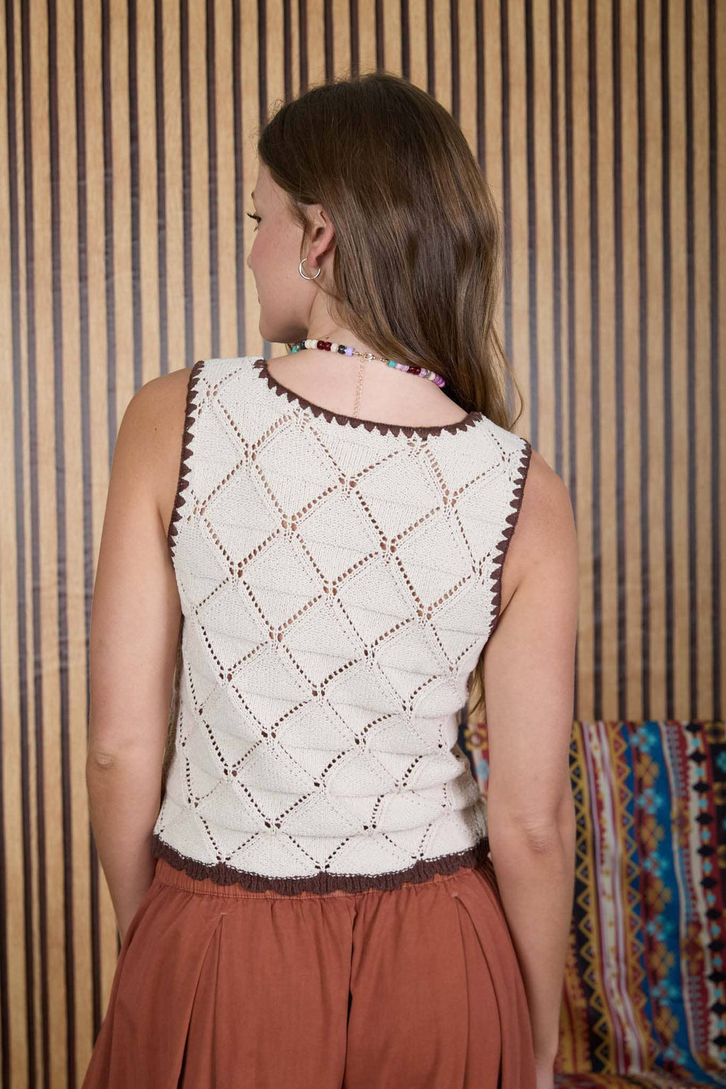 Crochet Knit Front Tie Vest